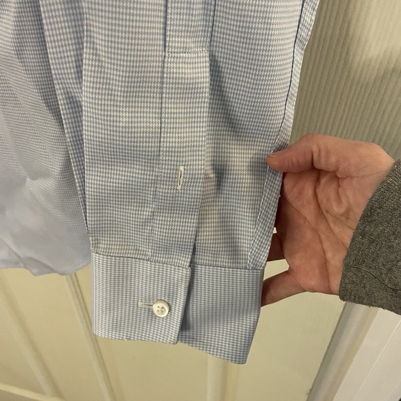 T.M. Lewin Men's Long Sleeve Button Up Shirt W/Collar Lt Blue Herringbone 16/36 - Picture 6 of 16